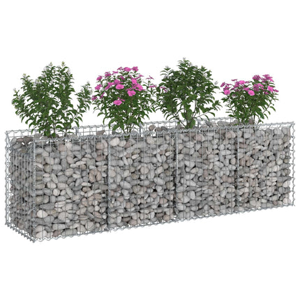 Gabion højbed 200 x 50 x 60 cm Galvaniseret stål Sølv