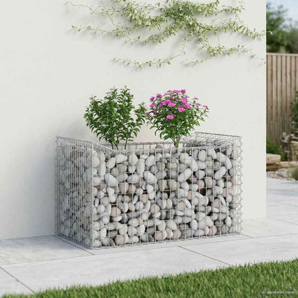 Gabion højbed 50 x 100 x 60 cm Galvaniseret stål Sølv