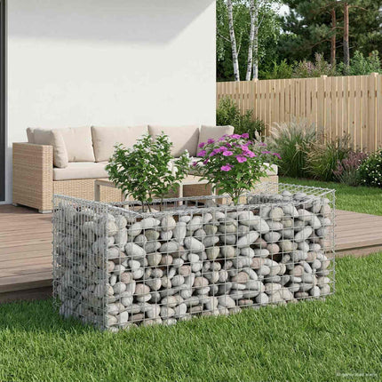 Gabion højbed 50 x 100 x 60 cm Galvaniseret stål Sølv