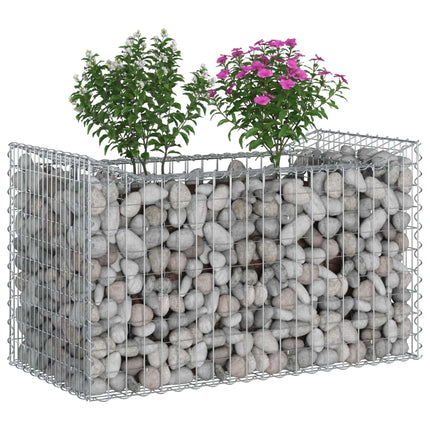 Gabion højbed 50 x 100 x 60 cm Galvaniseret stål Sølv