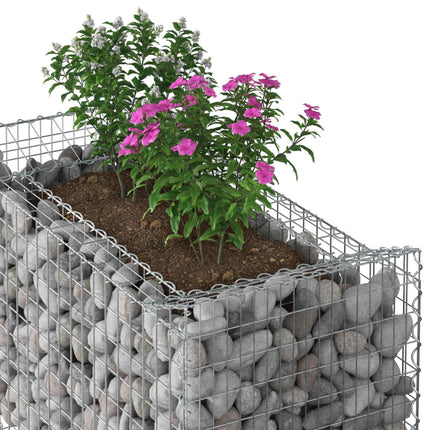 Gabion højbed 50 x 100 x 60 cm Galvaniseret stål Sølv