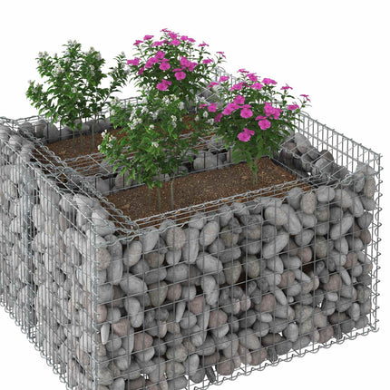Gabion højbed 100 x 100 x 60 cm Galvaniseret stål Sølv