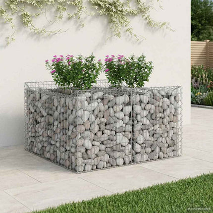 Gabion højbed 100 x 100 x 60 cm Galvaniseret stål Sølv