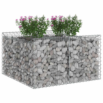 Gabion højbed 100 x 100 x 60 cm Galvaniseret stål Sølv