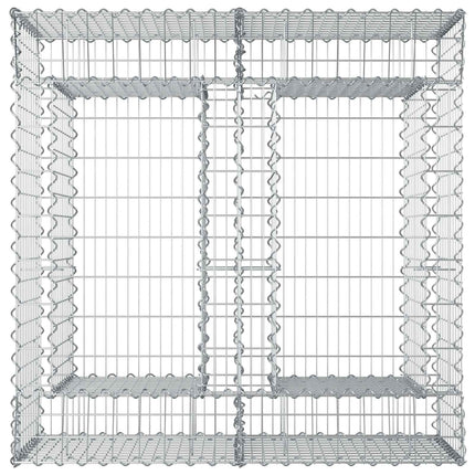 Gabion højbed 100 x 100 x 60 cm Galvaniseret stål Sølv
