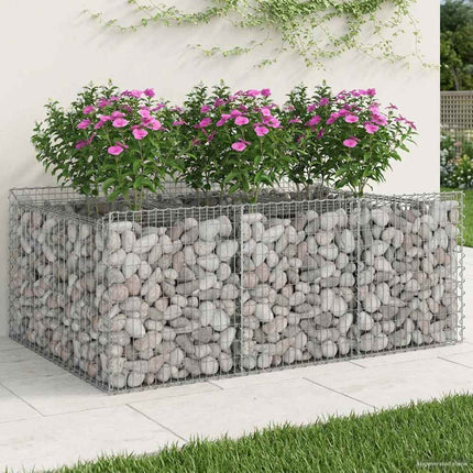 Gabion højbed 150 x 100 x 60 cm Galvaniseret stål Sølv