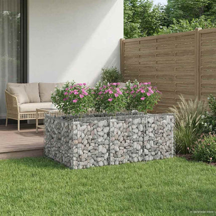 Gabion højbed 150 x 100 x 60 cm Galvaniseret stål Sølv