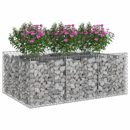 Gabion højbed 150 x 100 x 60 cm Galvaniseret stål Sølv