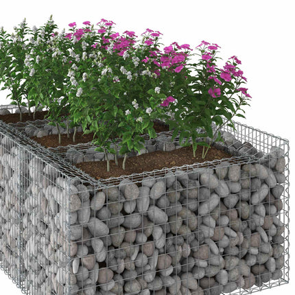 Gabion højbed 150 x 100 x 60 cm Galvaniseret stål Sølv
