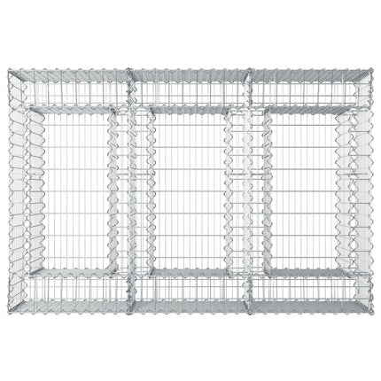 Gabion højbed 150 x 100 x 60 cm Galvaniseret stål Sølv