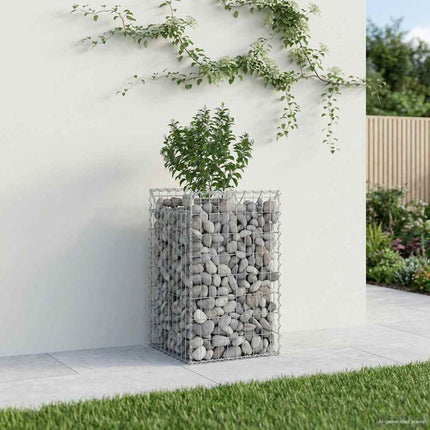 Gabion højbed 50 x 50 x 80 cm Galvaniseret stål Sølv
