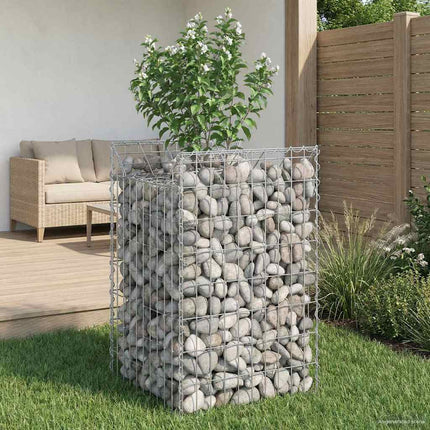 Gabion højbed 50 x 50 x 80 cm Galvaniseret stål Sølv