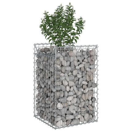 Gabion højbed 50 x 50 x 80 cm Galvaniseret stål Sølv