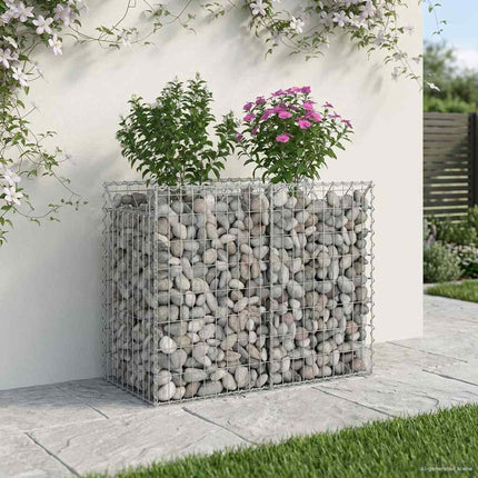 Gabion højbed 100 x 50 x 80 cm Galvaniseret stål Sølv