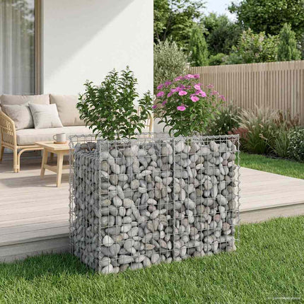 Gabion højbed 100 x 50 x 80 cm Galvaniseret stål Sølv