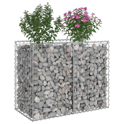 Gabion højbed 100 x 50 x 80 cm Galvaniseret stål Sølv