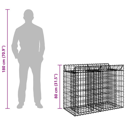 Gabion højbed 100 x 50 x 80 cm Galvaniseret stål Sølv