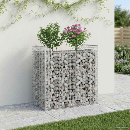 Gabion højbed 50 x 100 x 100 cm Galvaniseret stål Sølv
