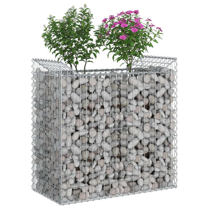 Gabion højbed 50 x 100 x 100 cm Galvaniseret stål Sølv