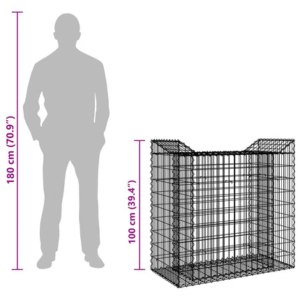 Gabion højbed 50 x 100 x 100 cm Galvaniseret stål Sølv