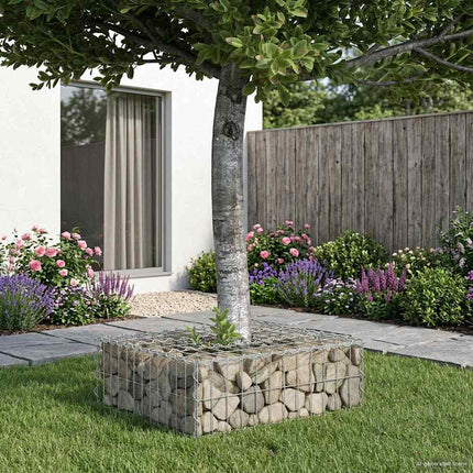 Gabion højbed 60 x 60 x 20 cm Galvaniseret stål Sølv