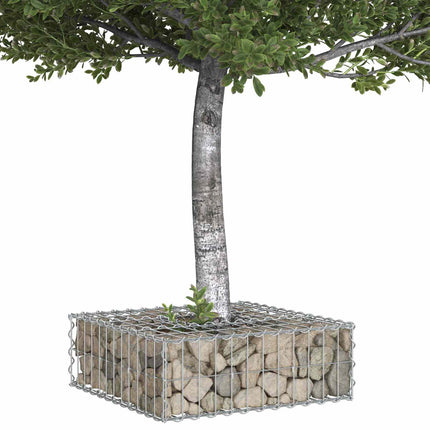 Gabion højbed 60 x 60 x 20 cm Galvaniseret stål Sølv