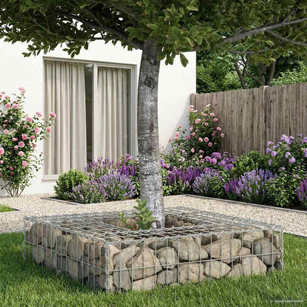 Gabion højbed 80 x 80 x 20 cm Galvaniseret stål Sølv