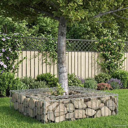Gabion højbed 80 x 80 x 20 cm Galvaniseret stål Sølv