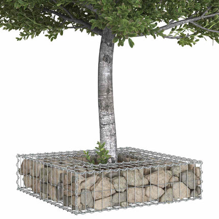 Gabion højbed 80 x 80 x 20 cm Galvaniseret stål Sølv