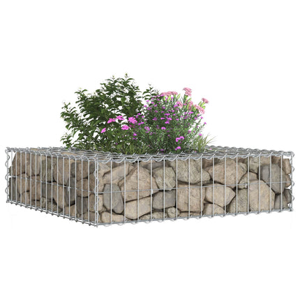 Gabion højbed 80 x 80 x 20 cm Galvaniseret stål Sølv