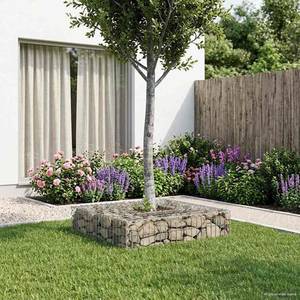 Gabion højbed 100 x 100 x 20 cm Galvaniseret stål Sølv