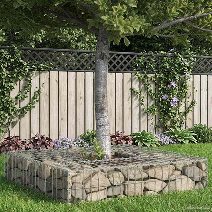 Gabion højbed 100 x 100 x 20 cm Galvaniseret stål Sølv