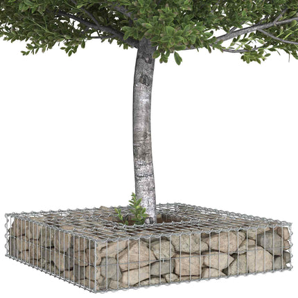 Gabion højbed 100 x 100 x 20 cm Galvaniseret stål Sølv