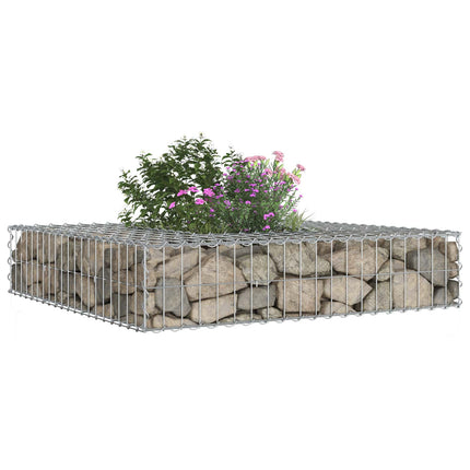 Gabion højbed 100 x 100 x 20 cm Galvaniseret stål Sølv