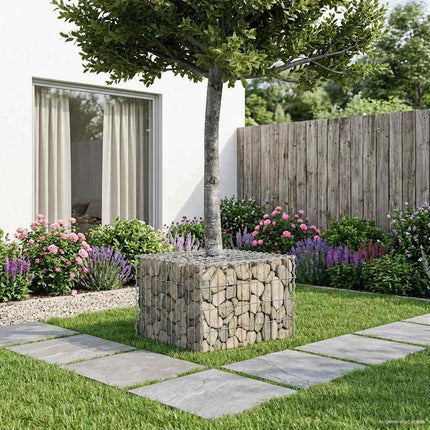 Gabion højbed 60 x 60 x 40 cm Galvaniseret stål Sølv