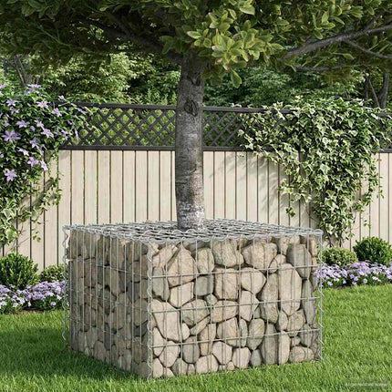 Gabion højbed 60 x 60 x 40 cm Galvaniseret stål Sølv