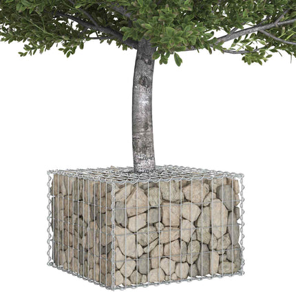 Gabion højbed 60 x 60 x 40 cm Galvaniseret stål Sølv