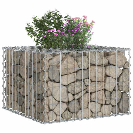 Gabion højbed 60 x 60 x 40 cm Galvaniseret stål Sølv