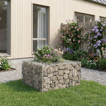 Gabion højbed 80 x 80 x 40 cm Galvaniseret stål Sølv