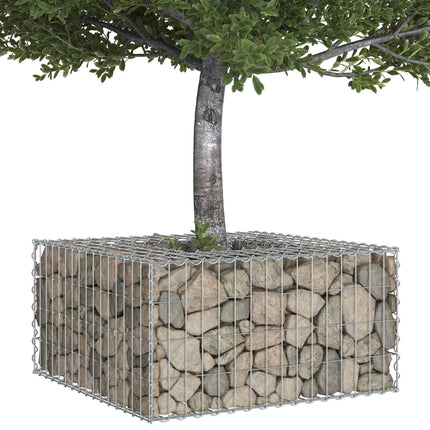 Gabion højbed 80 x 80 x 40 cm Galvaniseret stål Sølv