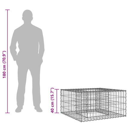 Gabion højbed 80 x 80 x 40 cm Galvaniseret stål Sølv