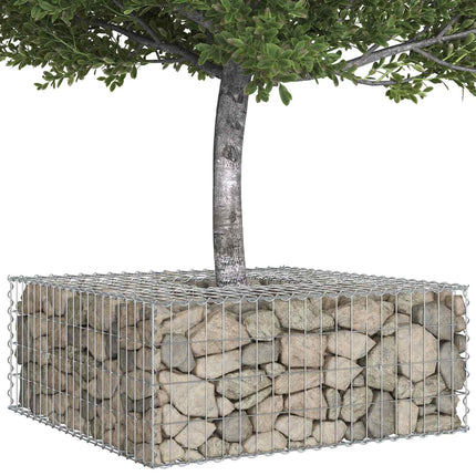 Gabion højbed 100 x 100 x 40 cm Galvaniseret stål Sølv