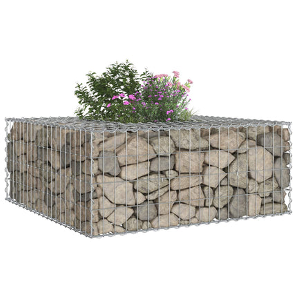 Gabion højbed 100 x 100 x 40 cm Galvaniseret stål Sølv