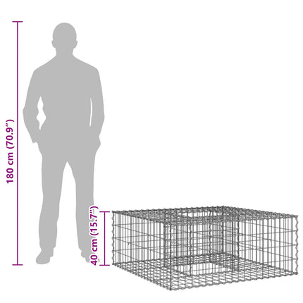 Gabion højbed 100 x 100 x 40 cm Galvaniseret stål Sølv