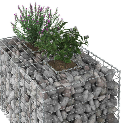 Gabion højbed 100 x 60 x 55 cm Galvaniseret stål Sølv