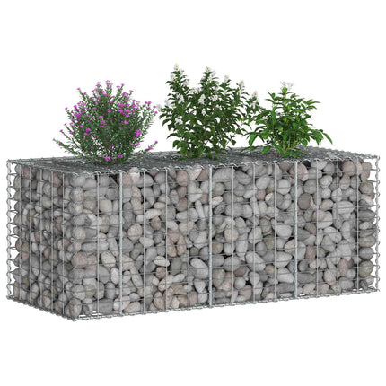 Gabion højbed 140 x 60 x 55 cm Galvaniseret stål Sølv