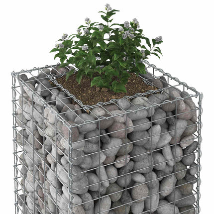 Gabion højbed 50 x 50 x 80 cm Galvaniseret stål Sølv