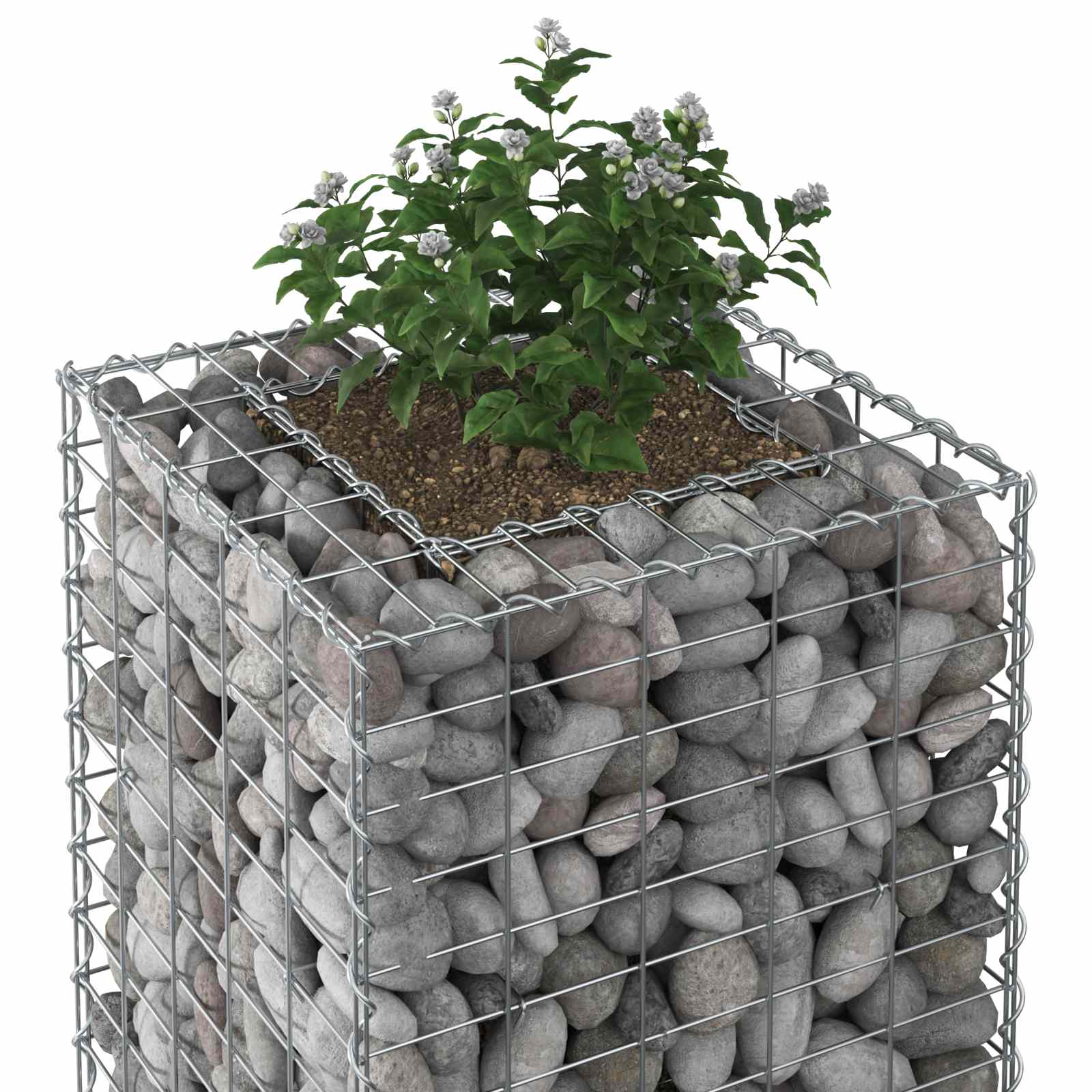 Gabion højbed Sølv
