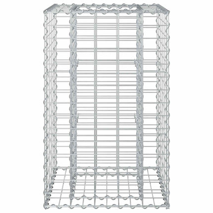 Gabion højbed 50 x 50 x 80 cm Galvaniseret stål Sølv