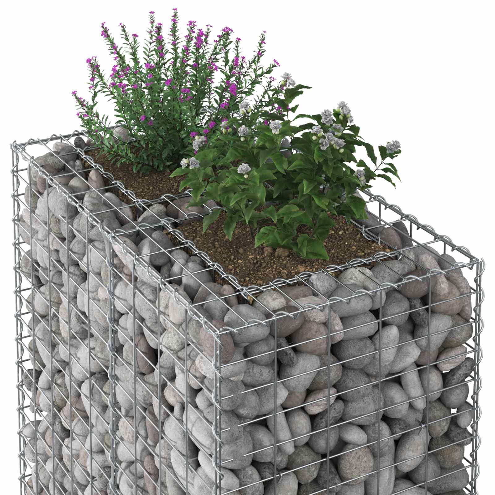 Gabion højbed Sølv